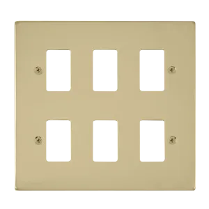 Click Deco VPBR20506 6 Gang GridPro Frontplate - Polished Brass