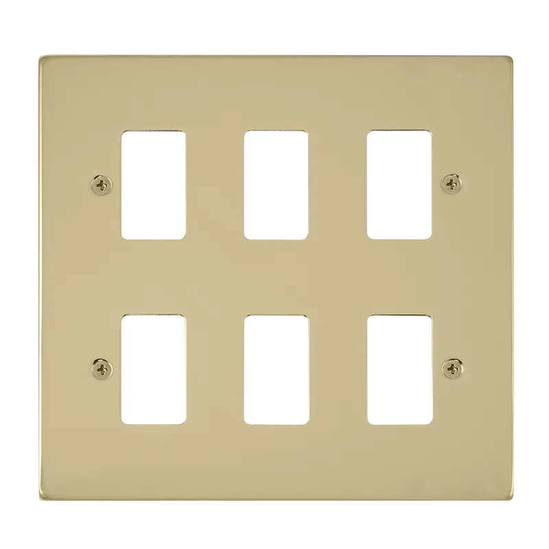 Click Deco VPBR20506 6 Gang GridPro Frontplate - Polished Brass