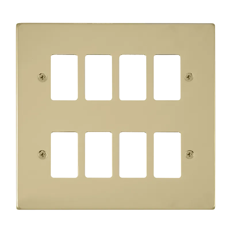 Click Deco VPBR20508 8 Gang GridPro Frontplate - Polished Brass