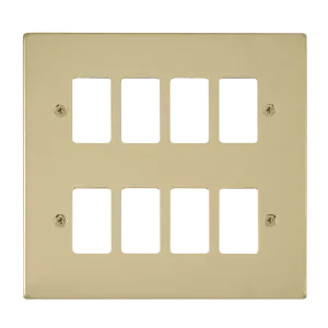 Click Deco VPBR20508 8 Gang GridPro Frontplate - Polished Brass
