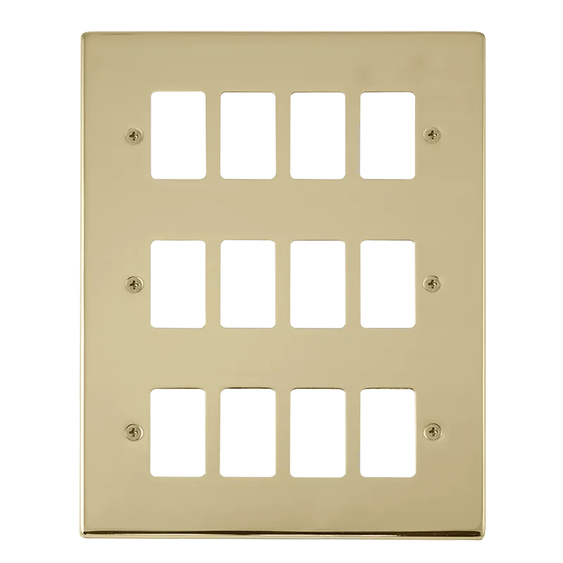 Click Deco VPBR20512 12 Gang GridPro Frontplate - Polished Brass