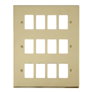 Click Deco VPBR20512 12 Gang GridPro Frontplate - Polished Brass