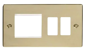 Click Deco VPBR31102 2 Gang GridPro Frontplate with Twin New Media Aperture - Polished Brass
