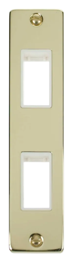Click Deco VPBR472WH Victorian 2G MiniGrid Unfurnished Architrave Plate - Polished Brass (White)
