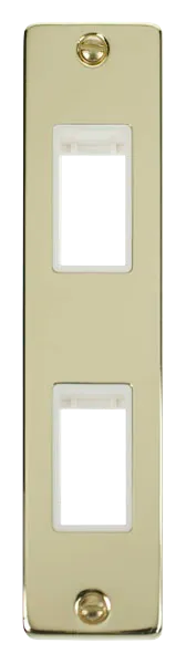 Click Deco VPBR472WH Victorian 2G MiniGrid Unfurnished Architrave Plate - Polished Brass (White)