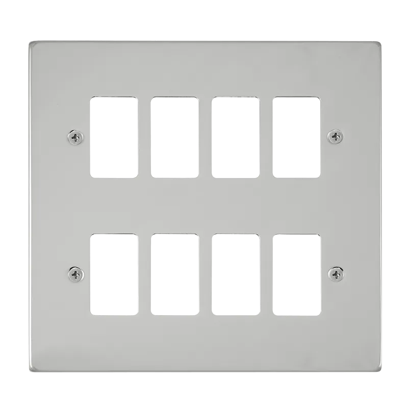 Click Deco VPCH20508 8 Gang GridPro Frontplate - Polished Chrome