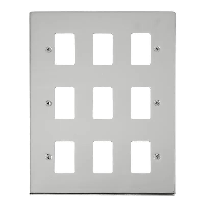 Click Deco VPCH20509 9 Gang GridPro Frontplate - Polished Chrome