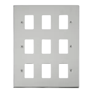 Click Deco VPCH20509 9 Gang GridPro Frontplate - Polished Chrome