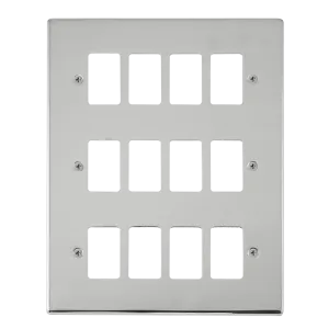 Click Deco VPCH20512 12 Gang GridPro Frontplate - Polished Chrome