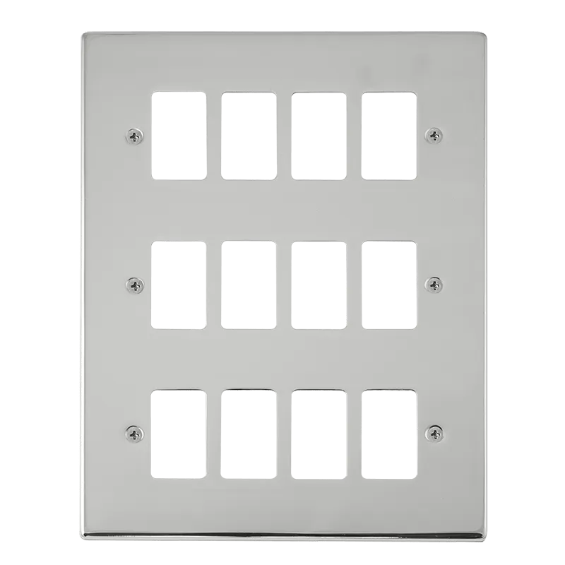 Click Deco VPCH20512 12 Gang GridPro Frontplate - Polished Chrome