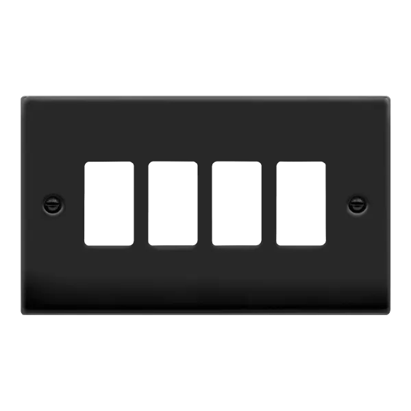 Click Deco VPMB20404 4 Gang GridPro Frontplate - Matt Black