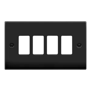 Click Deco VPMB20404 4 Gang GridPro Frontplate - Matt Black