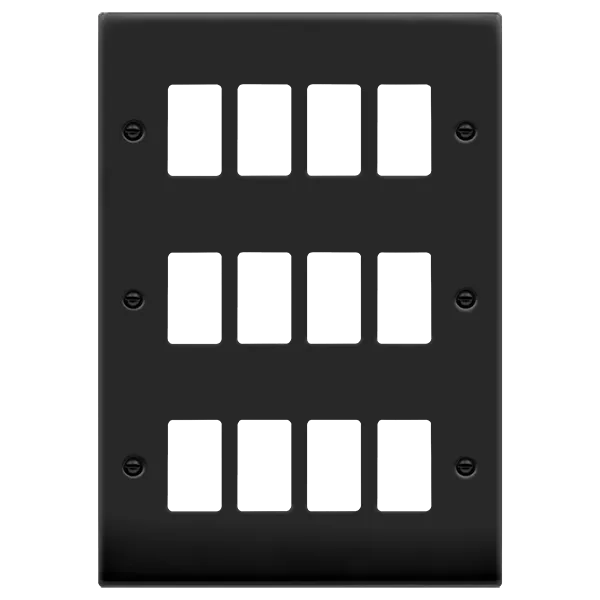 Click Deco VPMB20512 12 Gang GridPro Frontplate - Matt Black