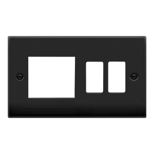 Click Deco VPMB31102 2 Gang GridPro Frontplate with Twin New Media Aperture - Matt Black