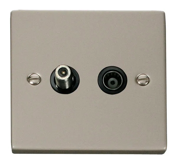 Click Deco VPPN157BK Victorian Satellite & Co-Axial Outlet (Isolated) - Pearl Nickel (Black)