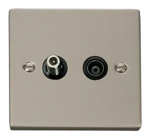 Click Deco VPPN157BK Victorian Satellite & Co-Axial Outlet (Isolated) - Pearl Nickel (Black)