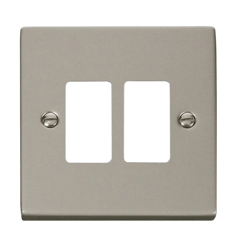 Click Deco VPPN20402 2 Gang GridPro Frontplate - Pearl Nickel