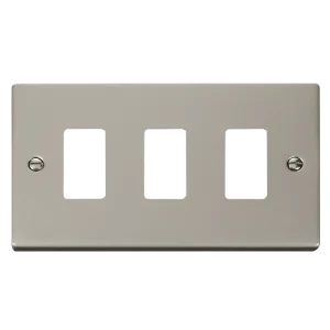 Click Deco VPPN20403 3 Gang GridPro Frontplate - Pearl Nickel