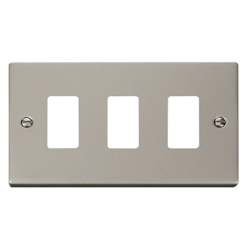 Click Deco VPPN20403 3 Gang GridPro Frontplate - Pearl Nickel