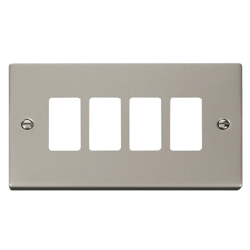 Click Deco VPPN20404 4 Gang GridPro Frontplate - Pearl Nickel