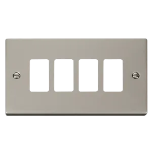 Click Deco VPPN20404 4 Gang GridPro Frontplate - Pearl Nickel