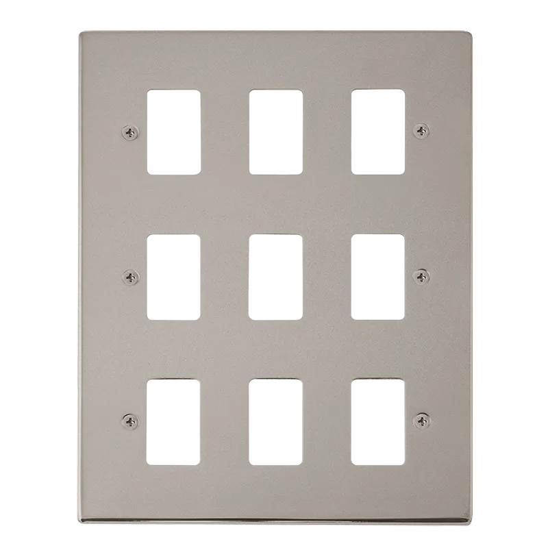Click Deco VPPN20509 9 Gang GridPro Frontplate - Pearl Nickel