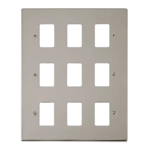 Click Deco VPPN20509 9 Gang GridPro Frontplate - Pearl Nickel