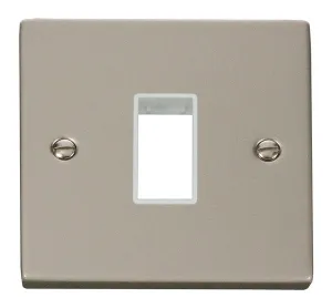 Click Deco VPPN401WH Victorian 1G MiniGrid Unfurnished Front Plate - Pearl Nickel (White)
