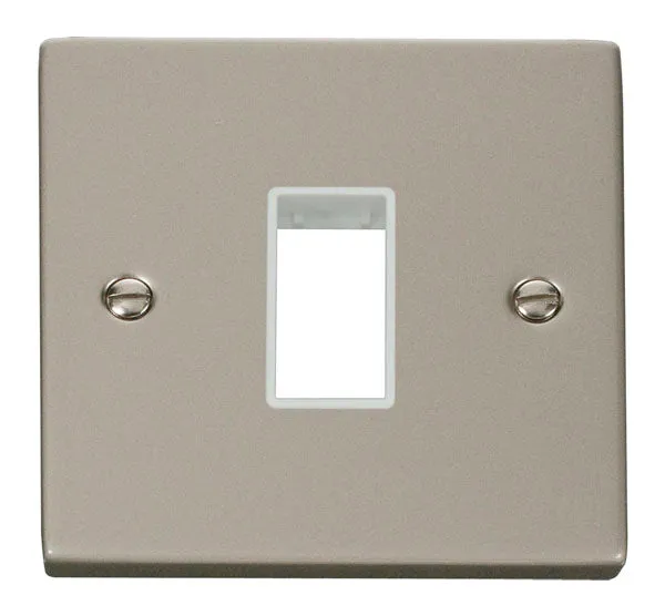Click Deco VPPN401WH Victorian 1G MiniGrid Unfurnished Front Plate - Pearl Nickel (White)