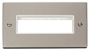 Click Deco VPPN426WH Victorian 2G MiniGrid Unfurnished Front Plate (6 In-Line) - Pearl Nickel (White)