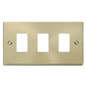 Click Deco VPSB20403 3 Gang GridPro Frontplate - Satin Brass