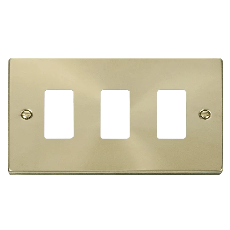 Click Deco VPSB20403 3 Gang GridPro Frontplate - Satin Brass