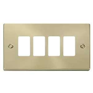 Click Deco VPSB20404 4 Gang GridPro Frontplate - Satin Brass
