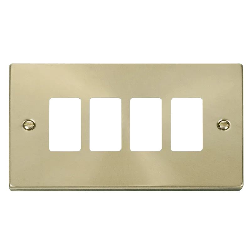 Click Deco VPSB20404 4 Gang GridPro Frontplate - Satin Brass