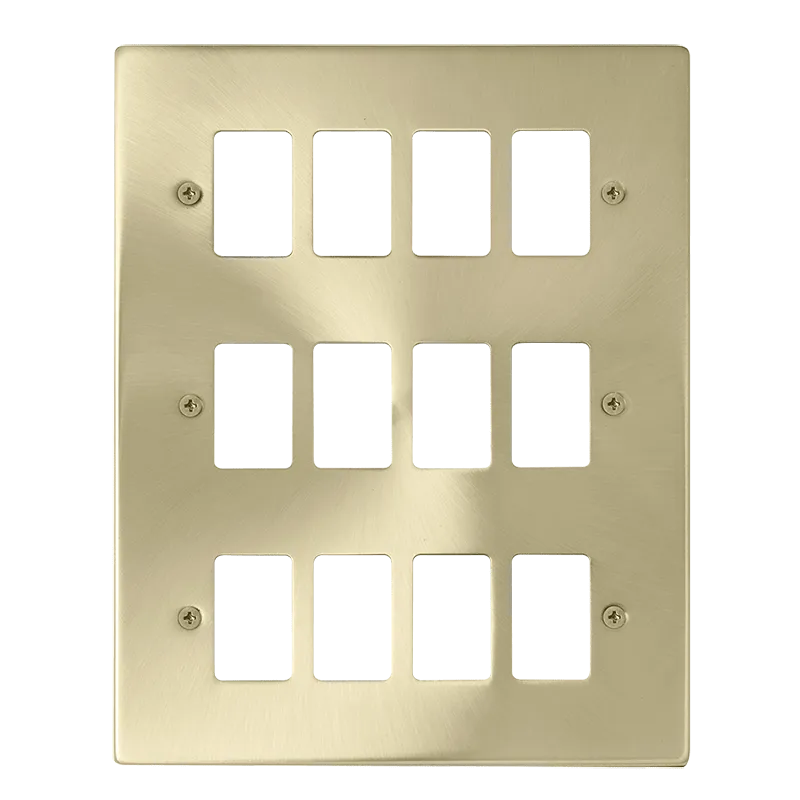 Click Deco VPSB20512 12 Gang GridPro Frontplate - Satin Brass