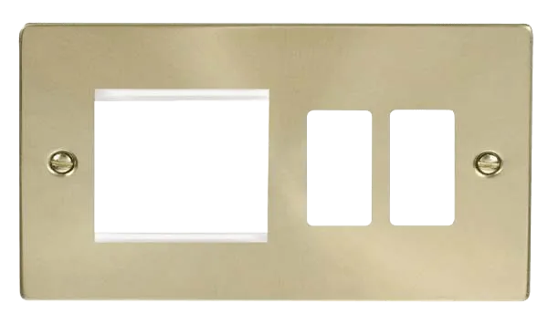 Click Deco VPSB31102 2 Gang GridPro Frontplate with Twin New Media Aperture - Satin Brass