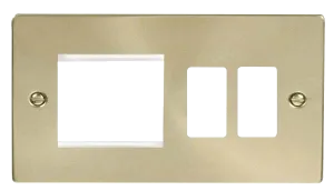 Click Deco VPSB31102 2 Gang GridPro Frontplate with Twin New Media Aperture - Satin Brass