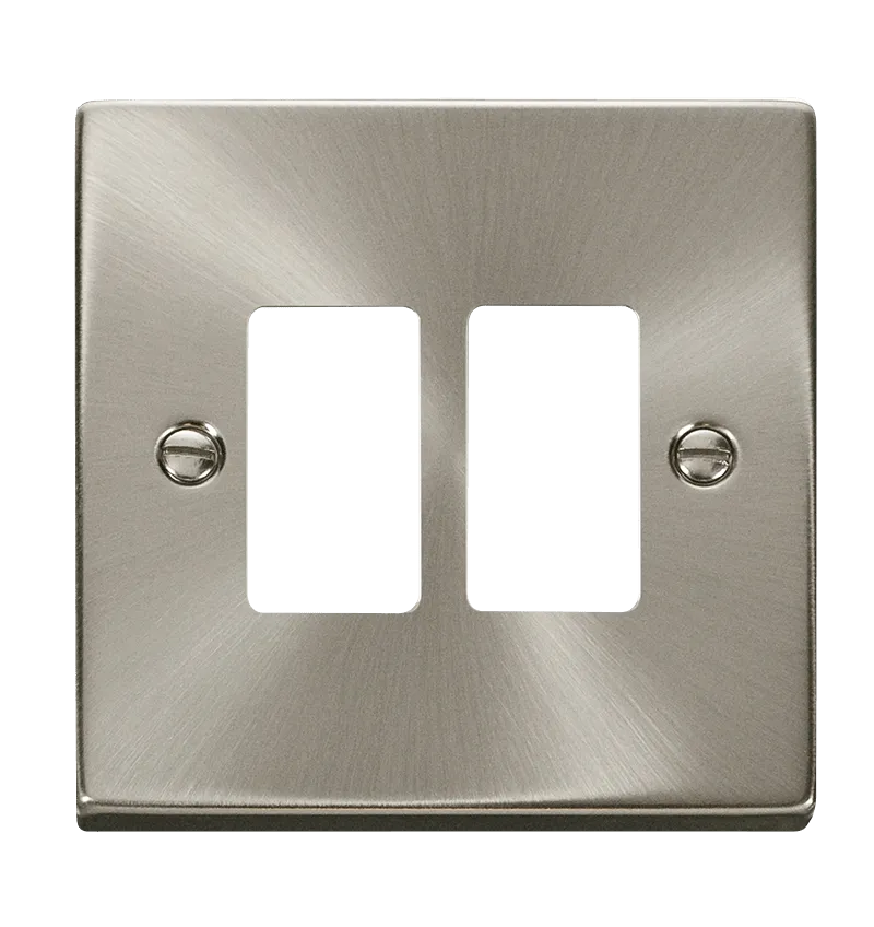 Click Deco VPSC20402 2 Gang GridPro Frontplate - Satin Chrome