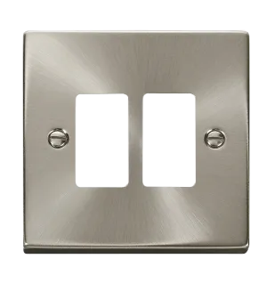 Click Deco VPSC20402 2 Gang GridPro Frontplate - Satin Chrome