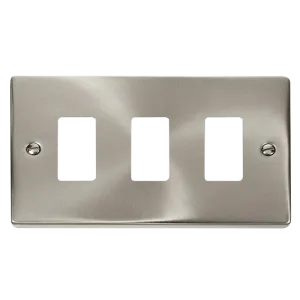 Click Deco VPSC20403 3 Gang GridPro Frontplate - Satin Chrome