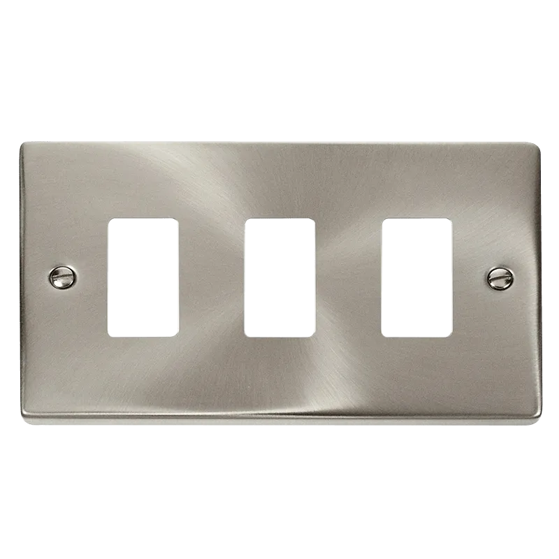Click Deco VPSC20403 3 Gang GridPro Frontplate - Satin Chrome