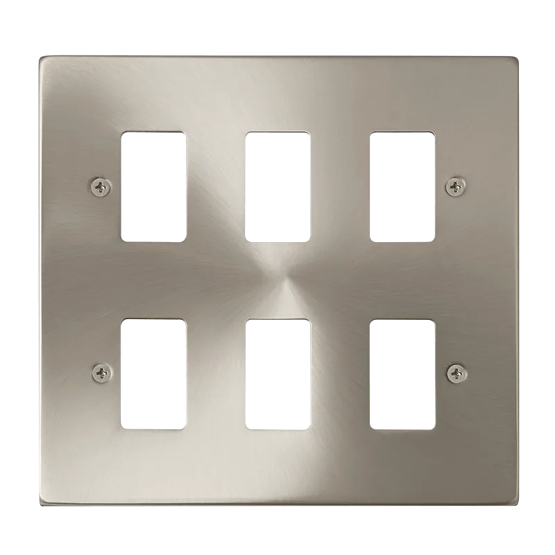 Click Deco VPSC20506 6 Gang GridPro Frontplate - Satin Chrome