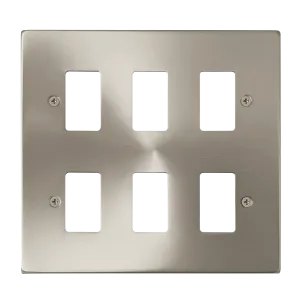 Click Deco VPSC20506 6 Gang GridPro Frontplate - Satin Chrome