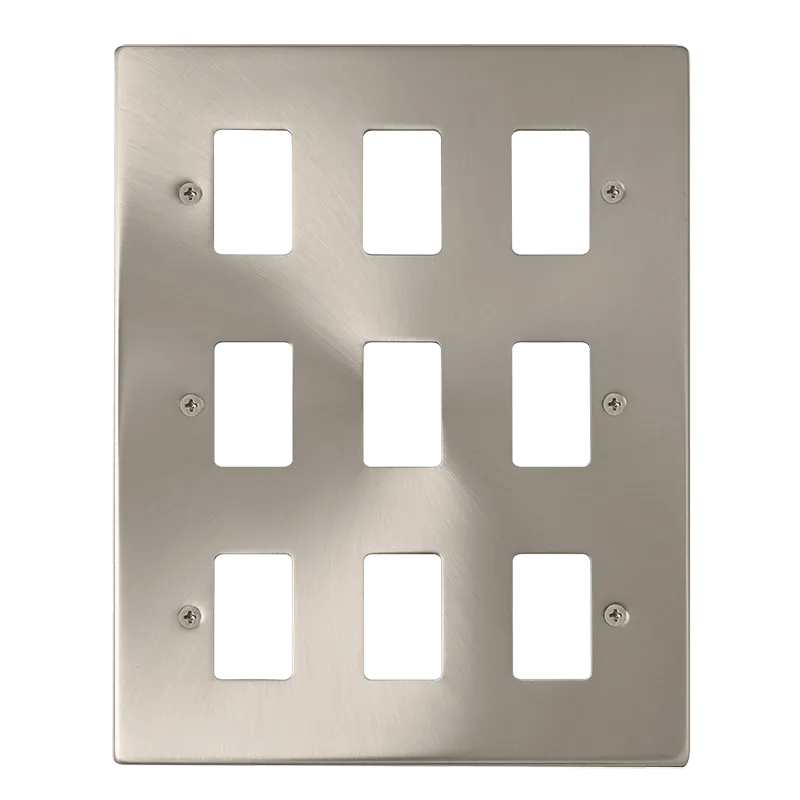 Click Deco VPSC20509 9 Gang GridPro Frontplate - Satin Chrome
