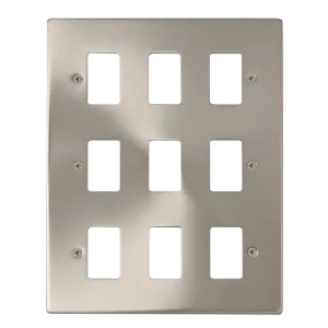 Click Deco VPSC20509 9 Gang GridPro Frontplate - Satin Chrome