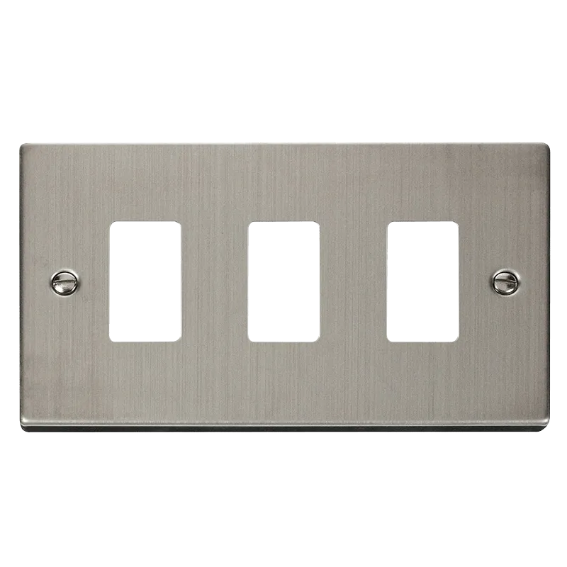 Click Deco VPSS20403 3 Gang GridPro Frontplate - Stainless Steel