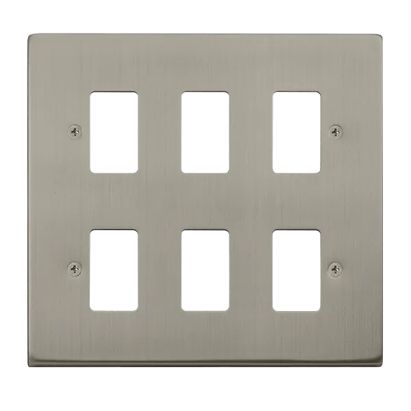 Click Deco VPSS20506 6 Gang GridPro Frontplate - Stainless Steel