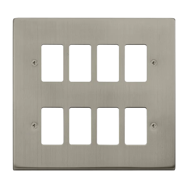 Click Deco VPSS20508 8 Gang GridPro Frontplate - Stainless Steel