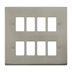 Click Deco VPSS20508 8 Gang GridPro Frontplate - Stainless Steel
