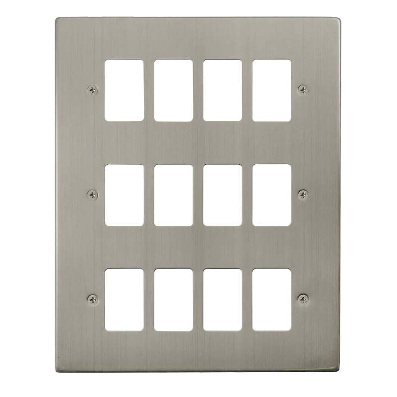 Click Deco VPSS20512 12 Gang GridPro Frontplate - Stainless Steel